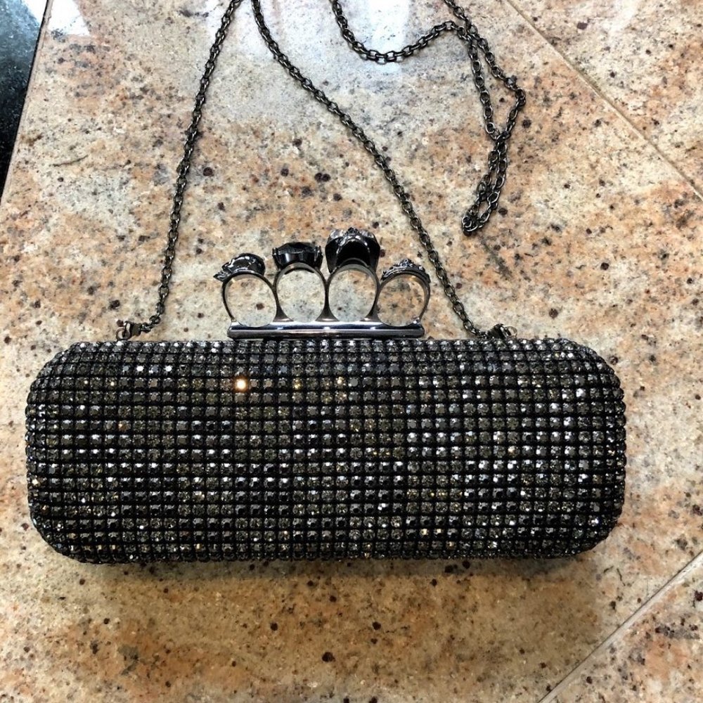 Grey Skull Clutch Bag
